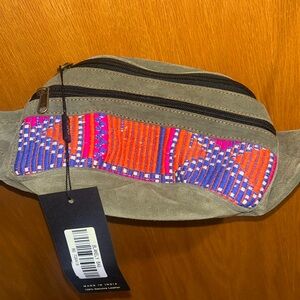 Pre Y2K Dead Stock Raj Green Leather & Embroidered Blakley Bag (Fanny pack)